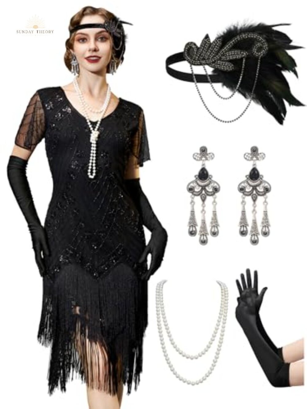 1920s Flapper Dress Sequin Fringe Sleeveless Great Gatsby Prom Costume